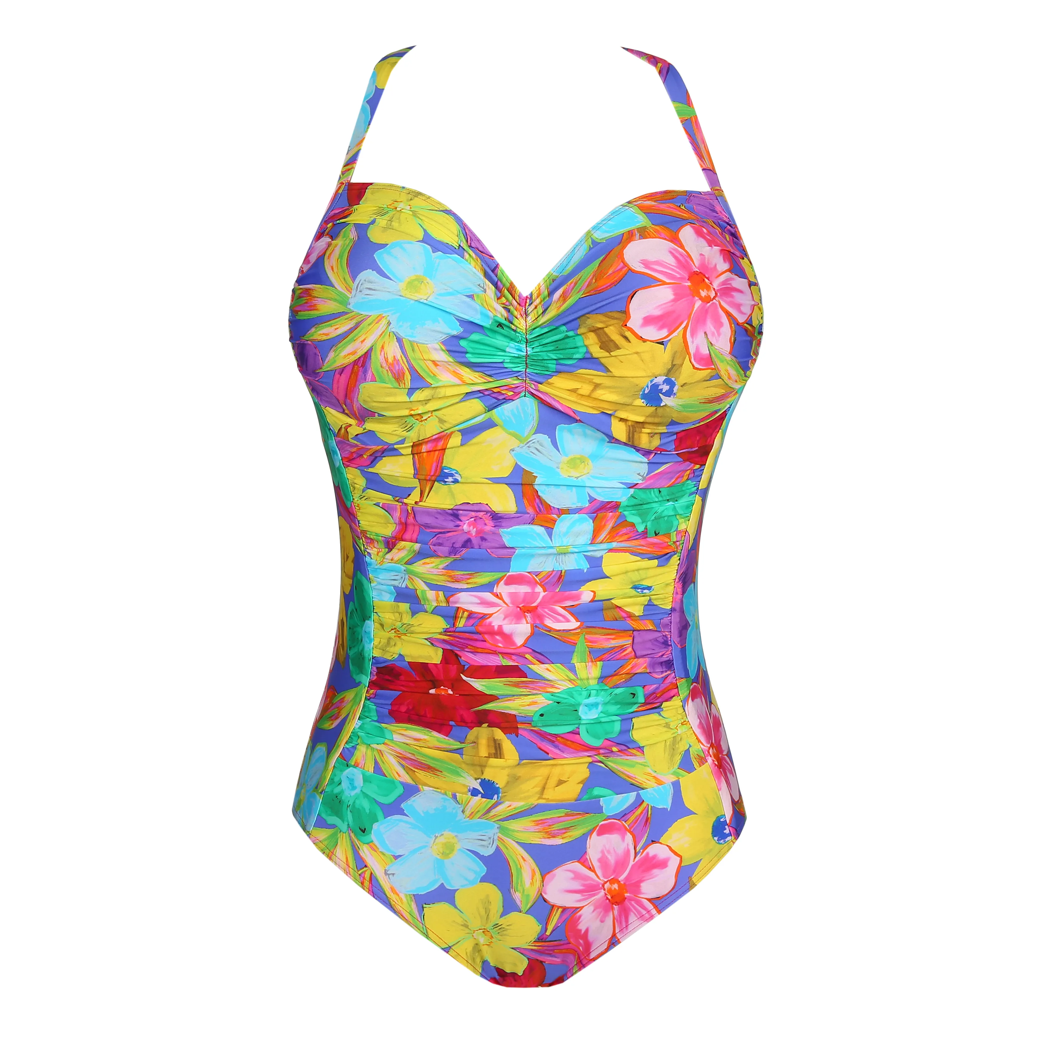 SWIM SOLUTIONS Women's Multi Color Floral Stretch Full Bust