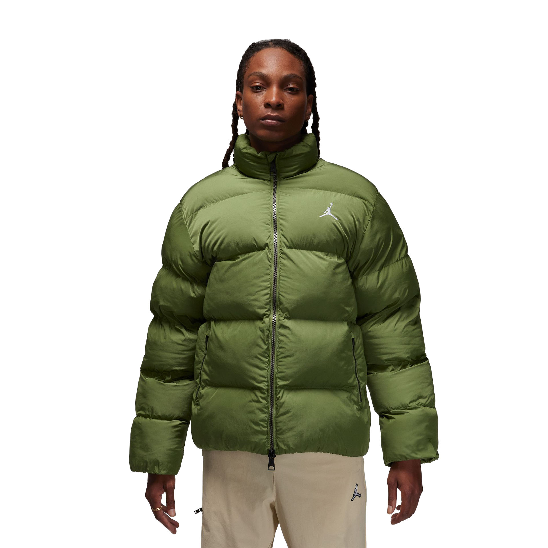 Puffer jacket olive sale