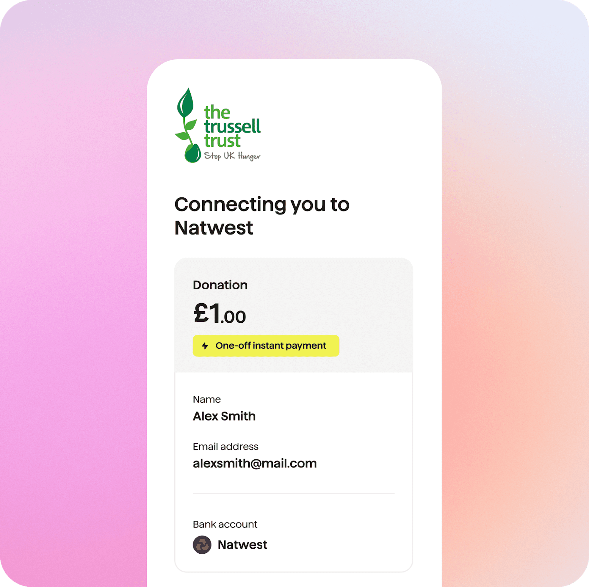 Try open banking by donating to The Trussell Trust