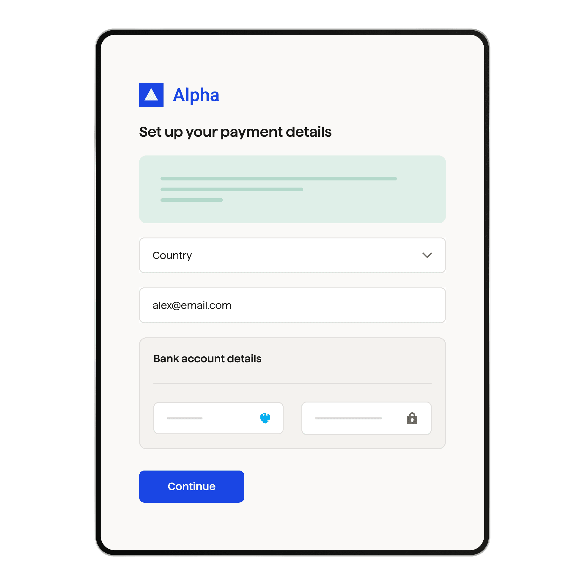One-time customer setup