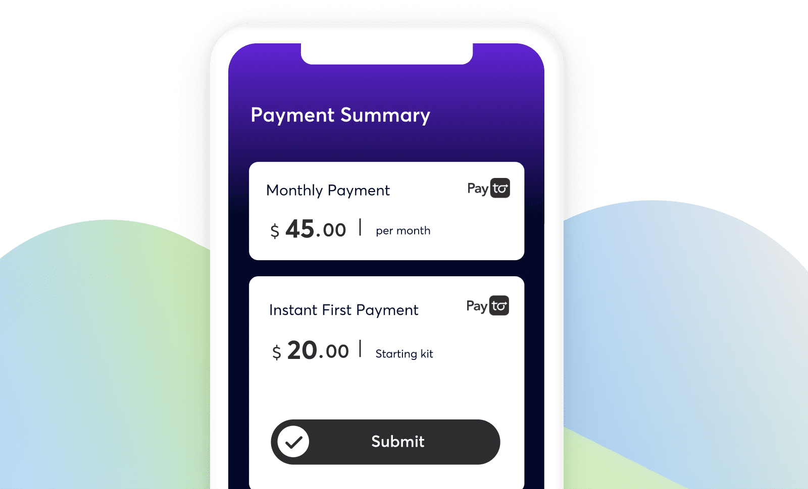 Instant first + subscription payments