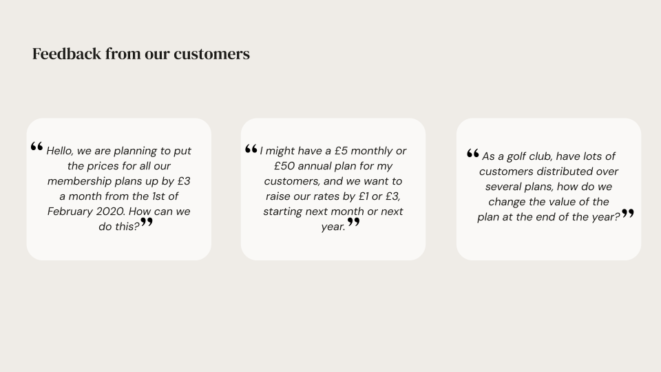 Feedback quotes from customers
