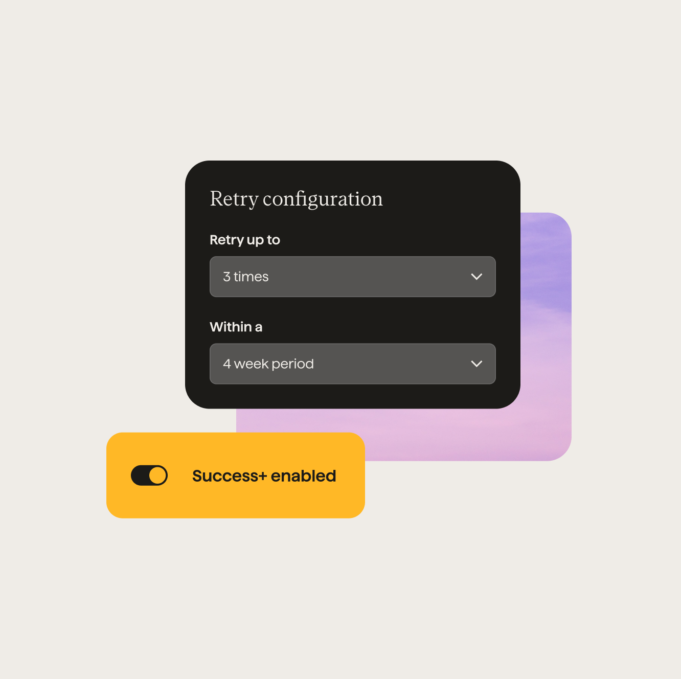 In the GoCardless dashboard or API, select the number of payment retries and the timeframe that works for you