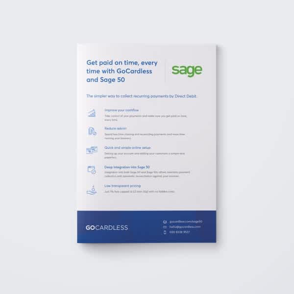 GoCardless for Sage 50 Postcard