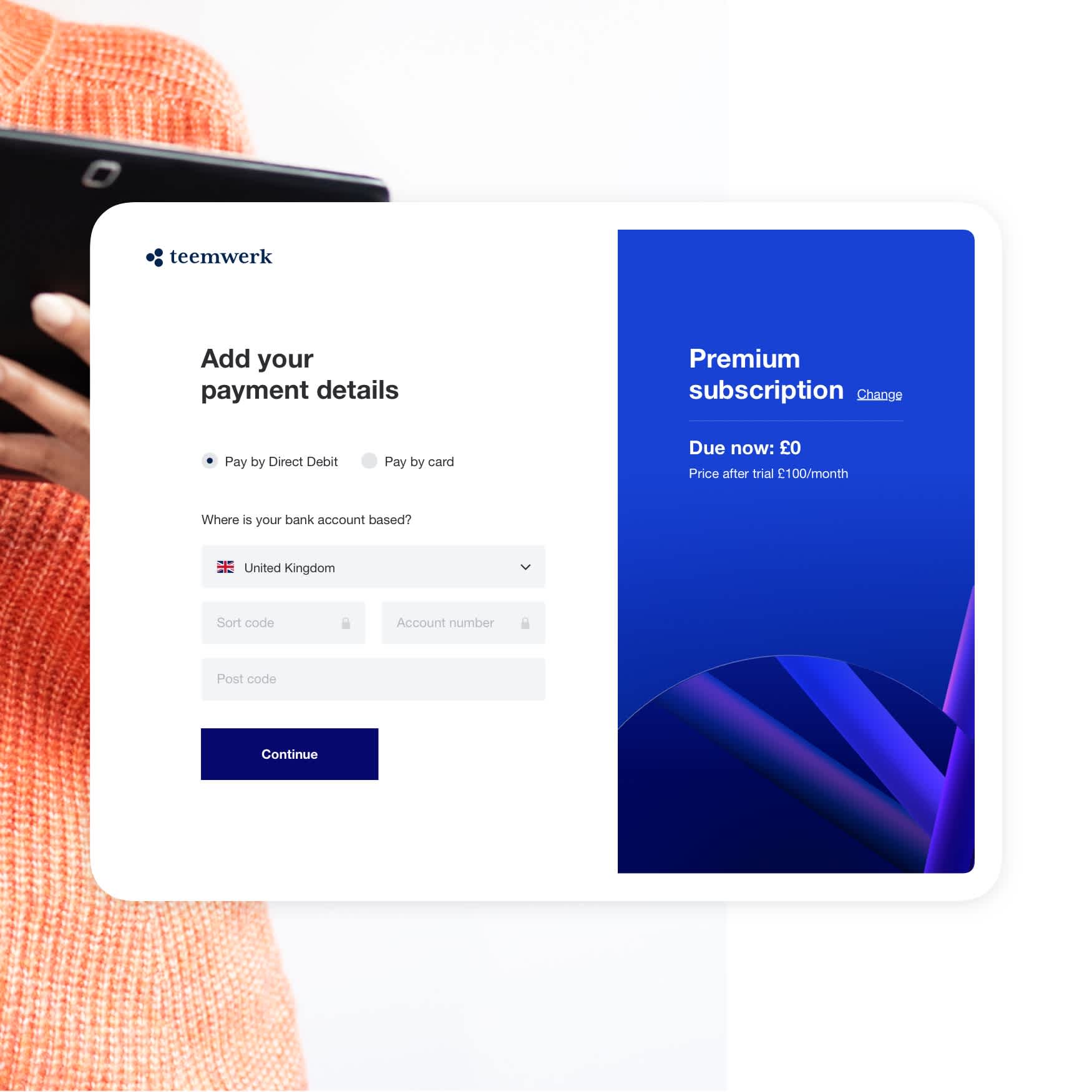 One-time payment setup