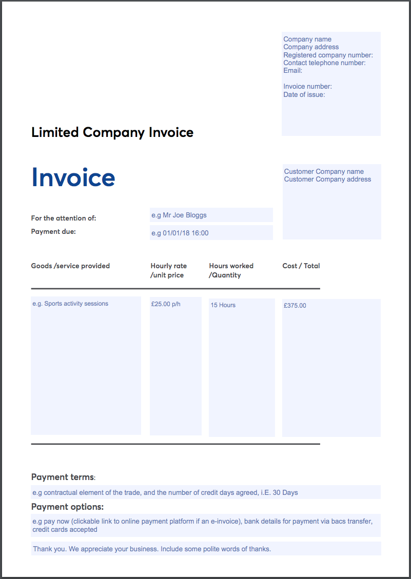 Free Invoice Template  Sole Trader  Ltd Company  VAT Invoice