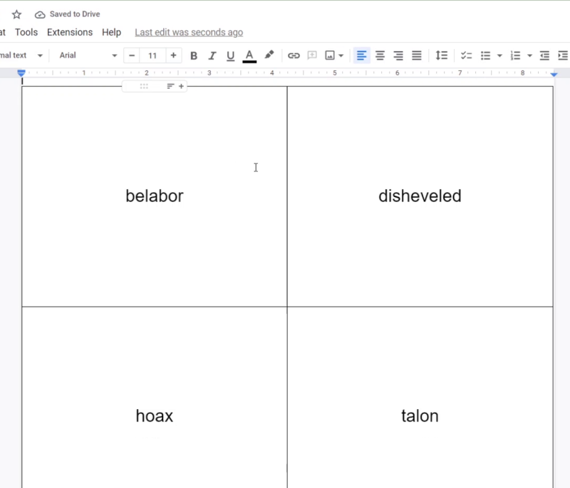 Flash Card Template for Word, Power Point, Google Docs, Slides