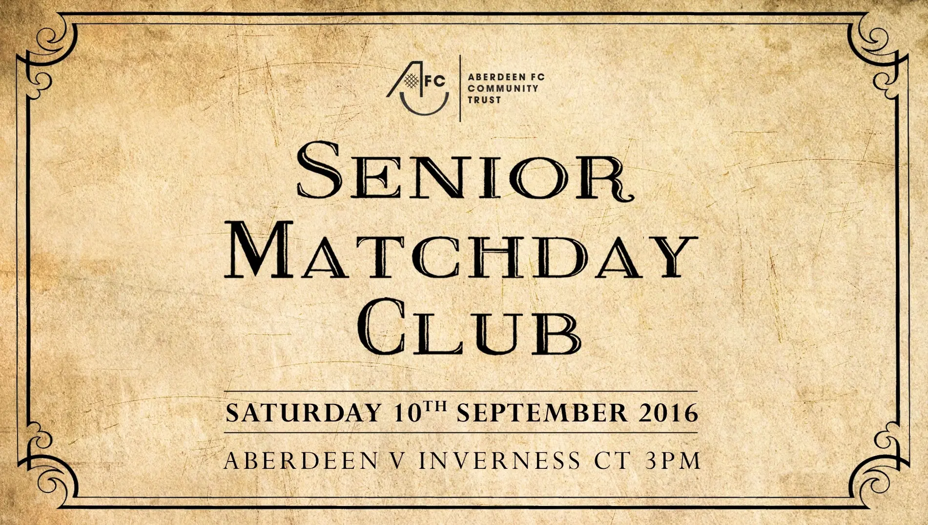 Senior Matchday Club | Aberdeen v Inverness CT Sat 10th Sep image