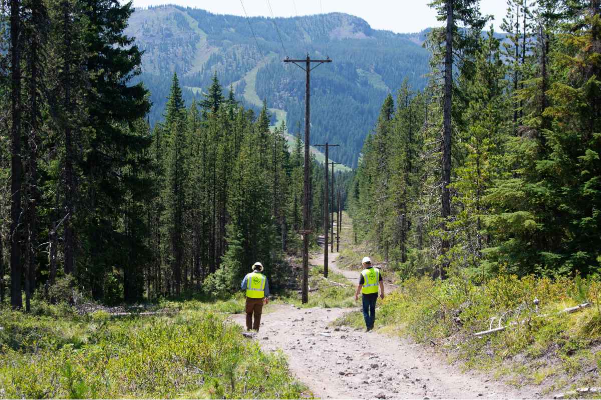 Managers walk line and assess right of way in Mt. Hood National Forest