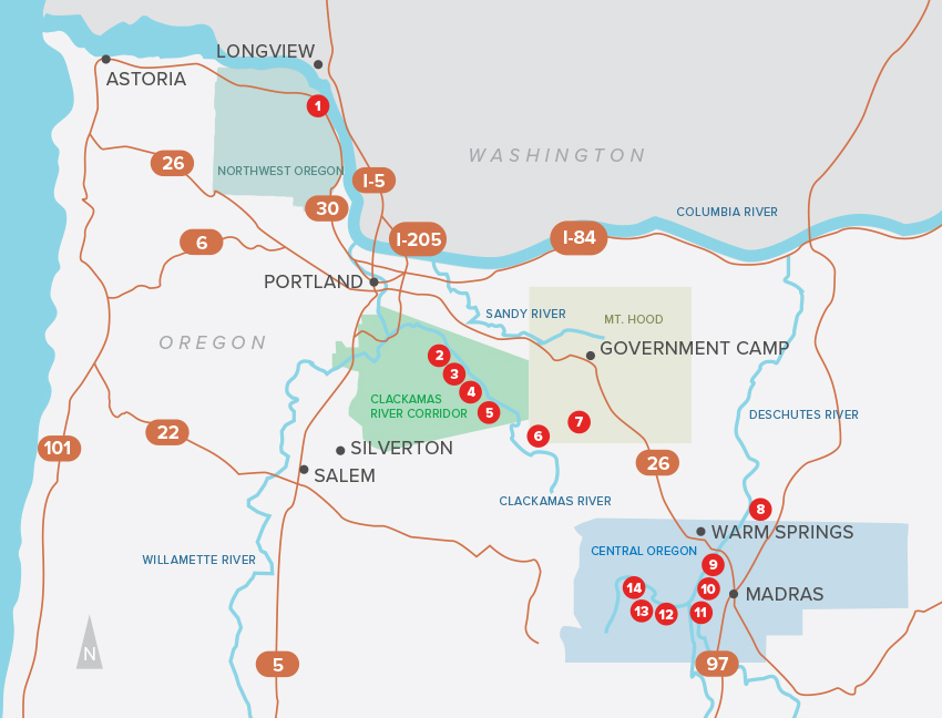 PGE's Northwest and Central Oregon Parks, Campgrounds and Recreational