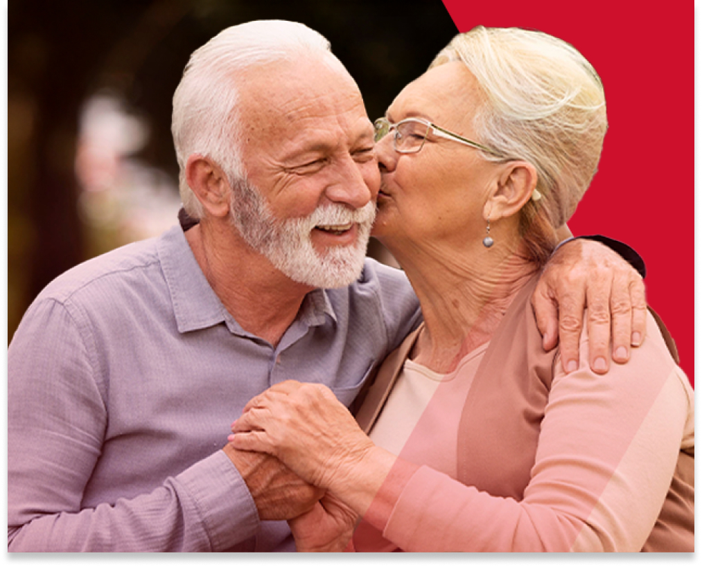 old couple kissing