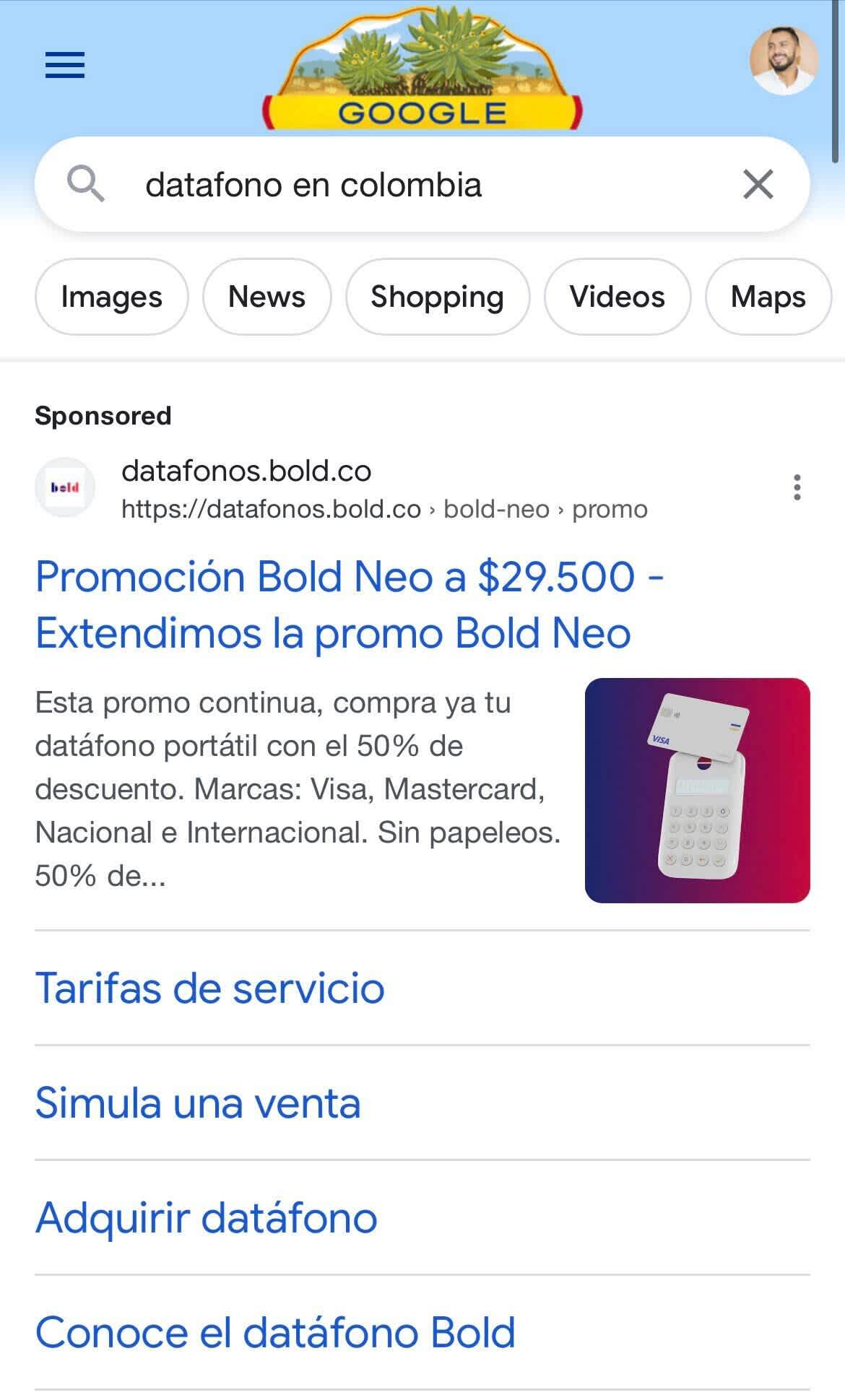 Anuncio en Google desde celular.