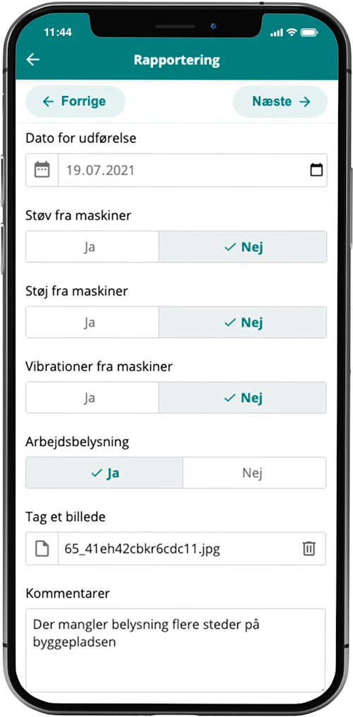 Mobil app APV sikkerhed byggeplads
