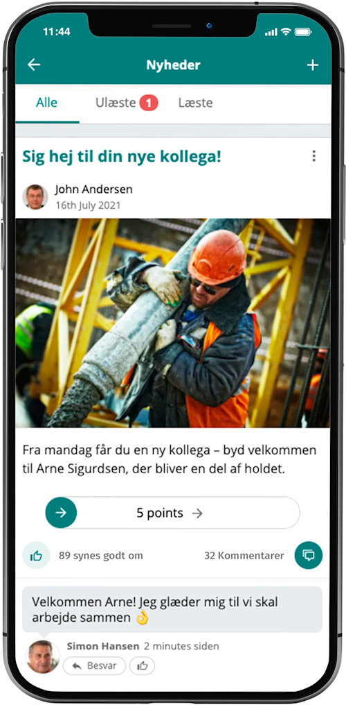 App nyheder på byggepladsen til effektiv intern kommunikation