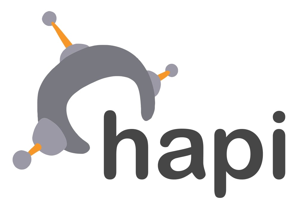 The gray and orange Hapi.js logo