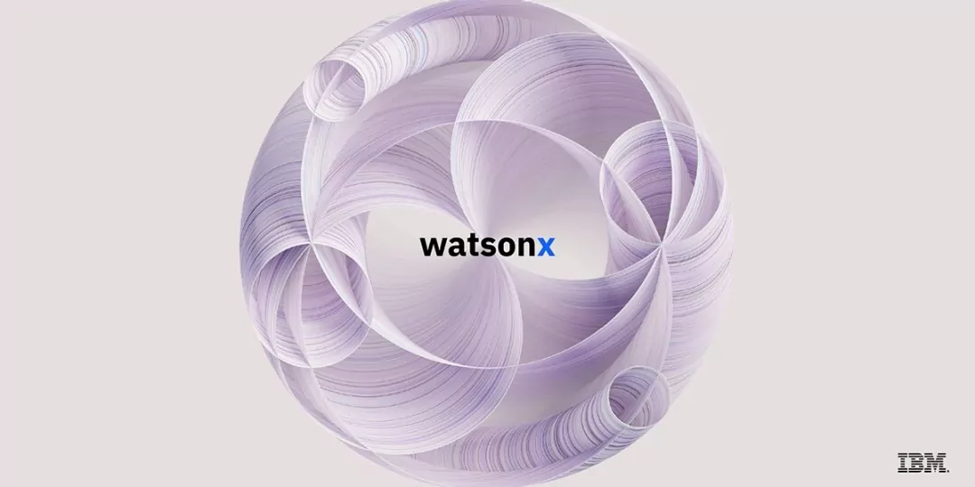 watsonx logo on top of a circular pattern