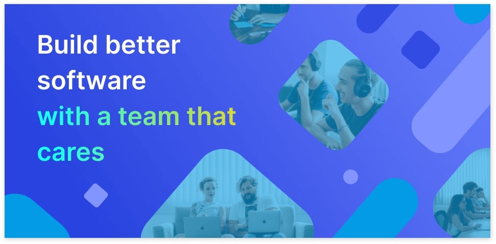 React.js development company NaNLABS’s promo image with text: build better software with a team that cares