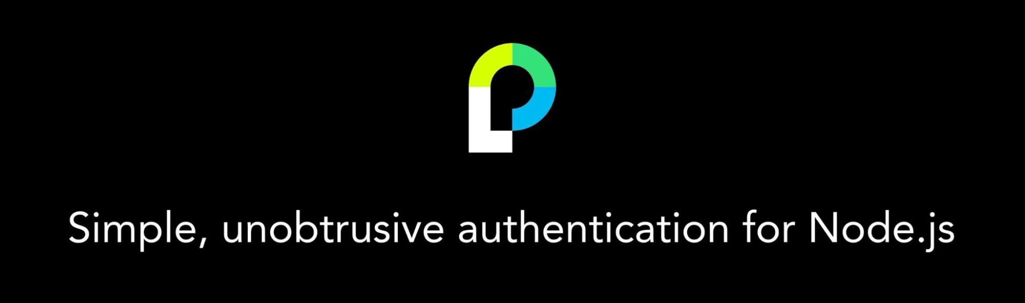 Passport.js logo and slogan that reads: Simple, unobtrusive authentication for Node.js