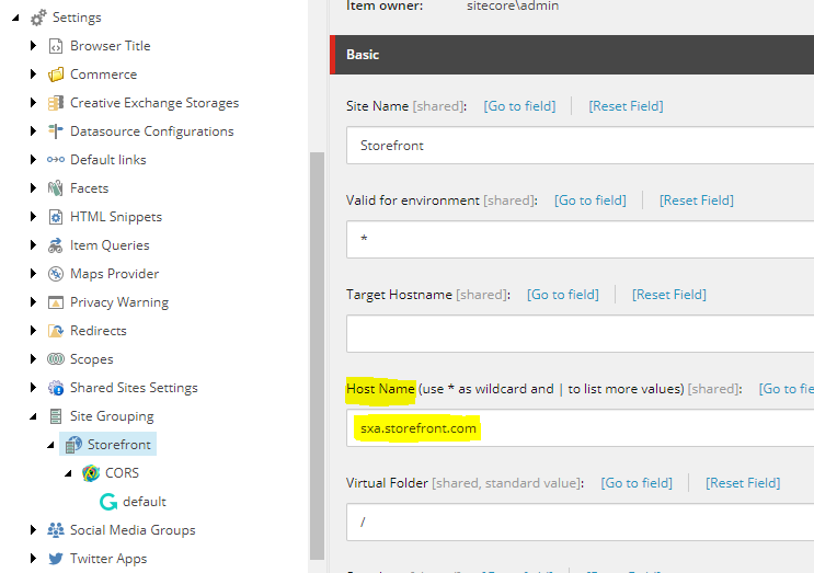 SXC Storefront HostName