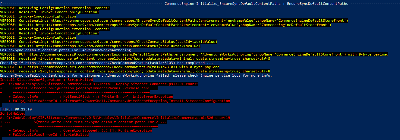 SXC EnsureSyncDefaultContentPaths Error