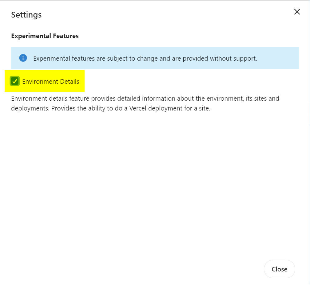 XM Cloud - Enable Environment Details