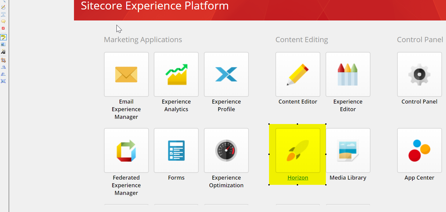 Horizon in Sitecore Launchpad