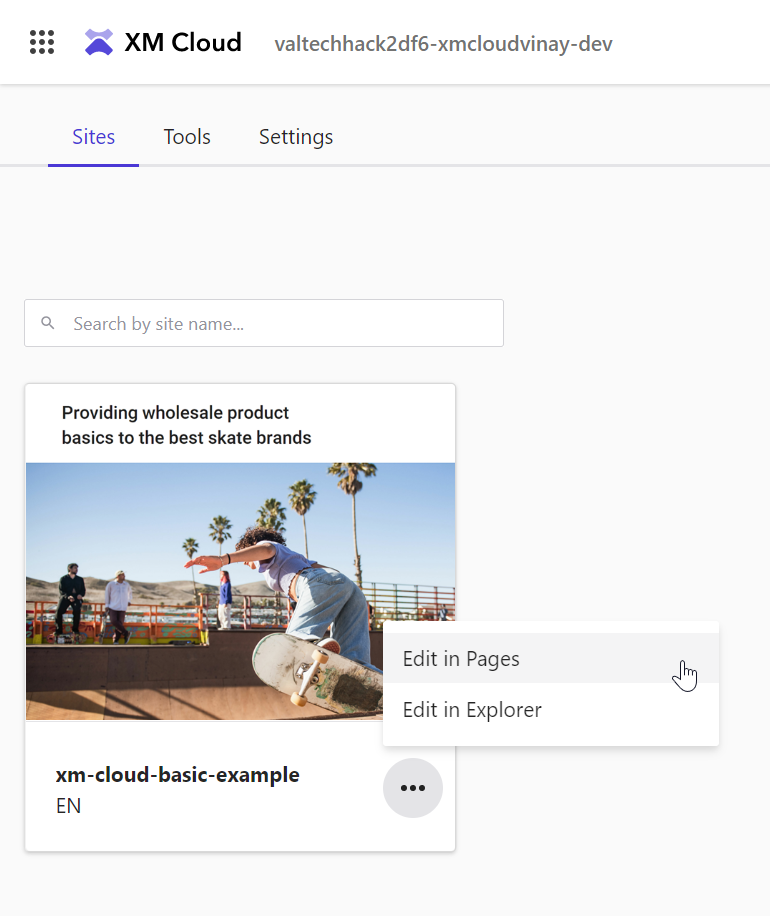 XM Cloud - Create Site - Edit Site in Pages
