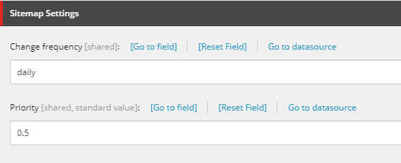 Sitemap Settings in Page Item