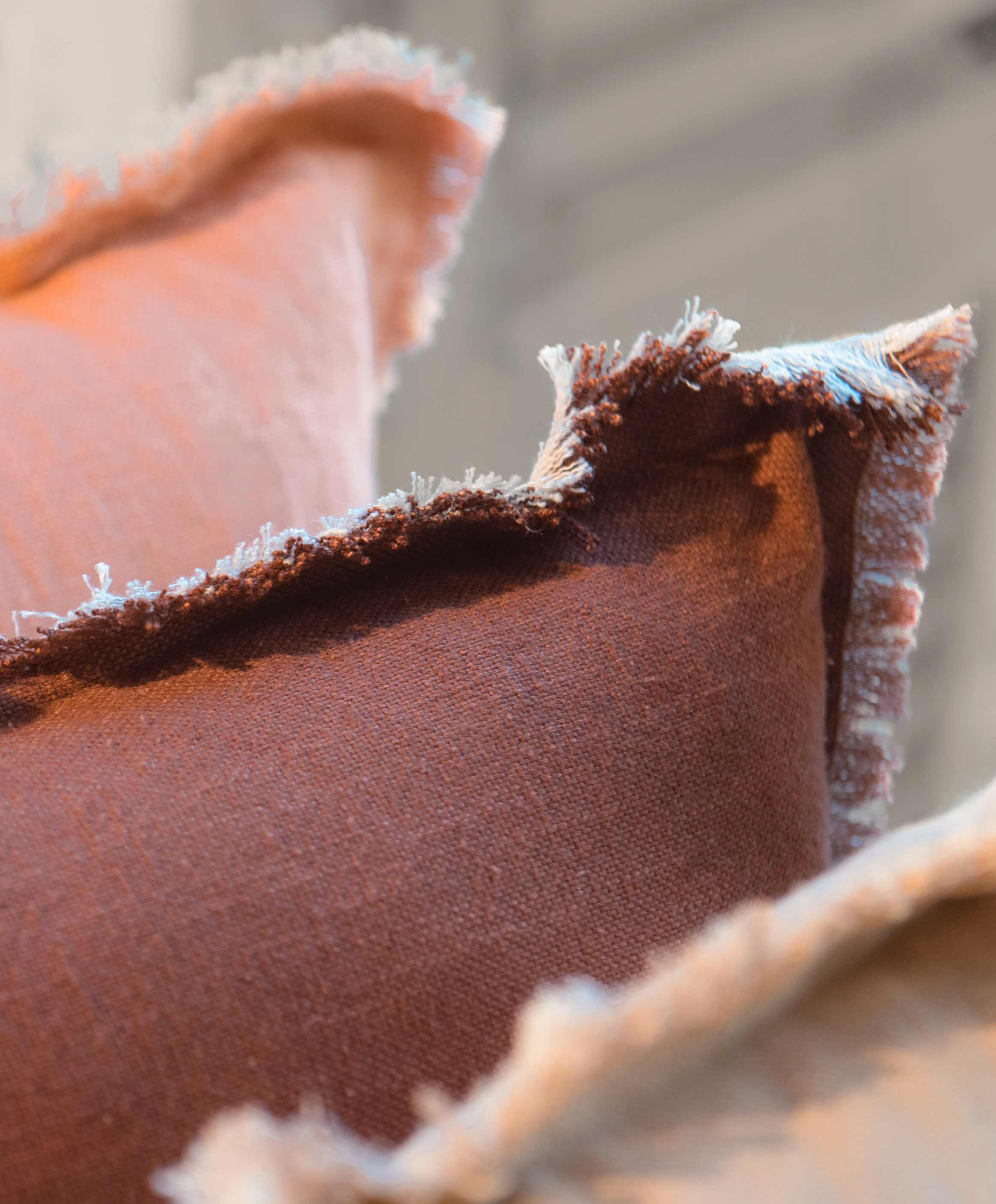 dark velvet cushions on couch