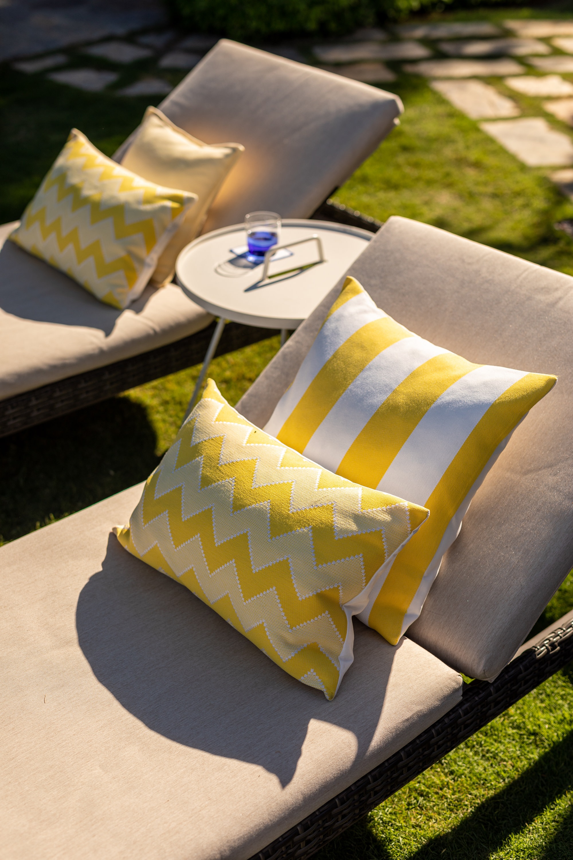 outdoor and spa - yellow cushions