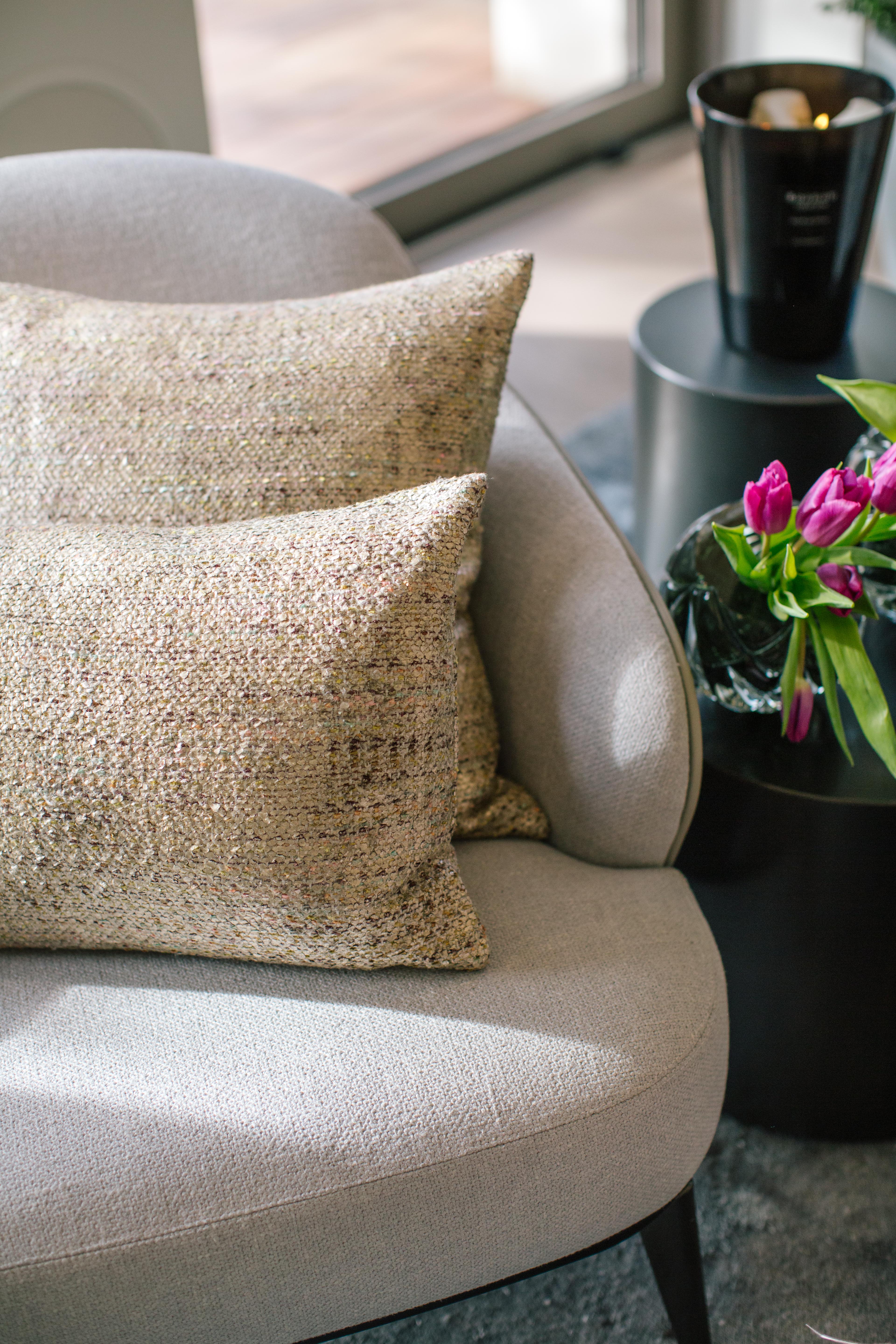 floral cushions on chair