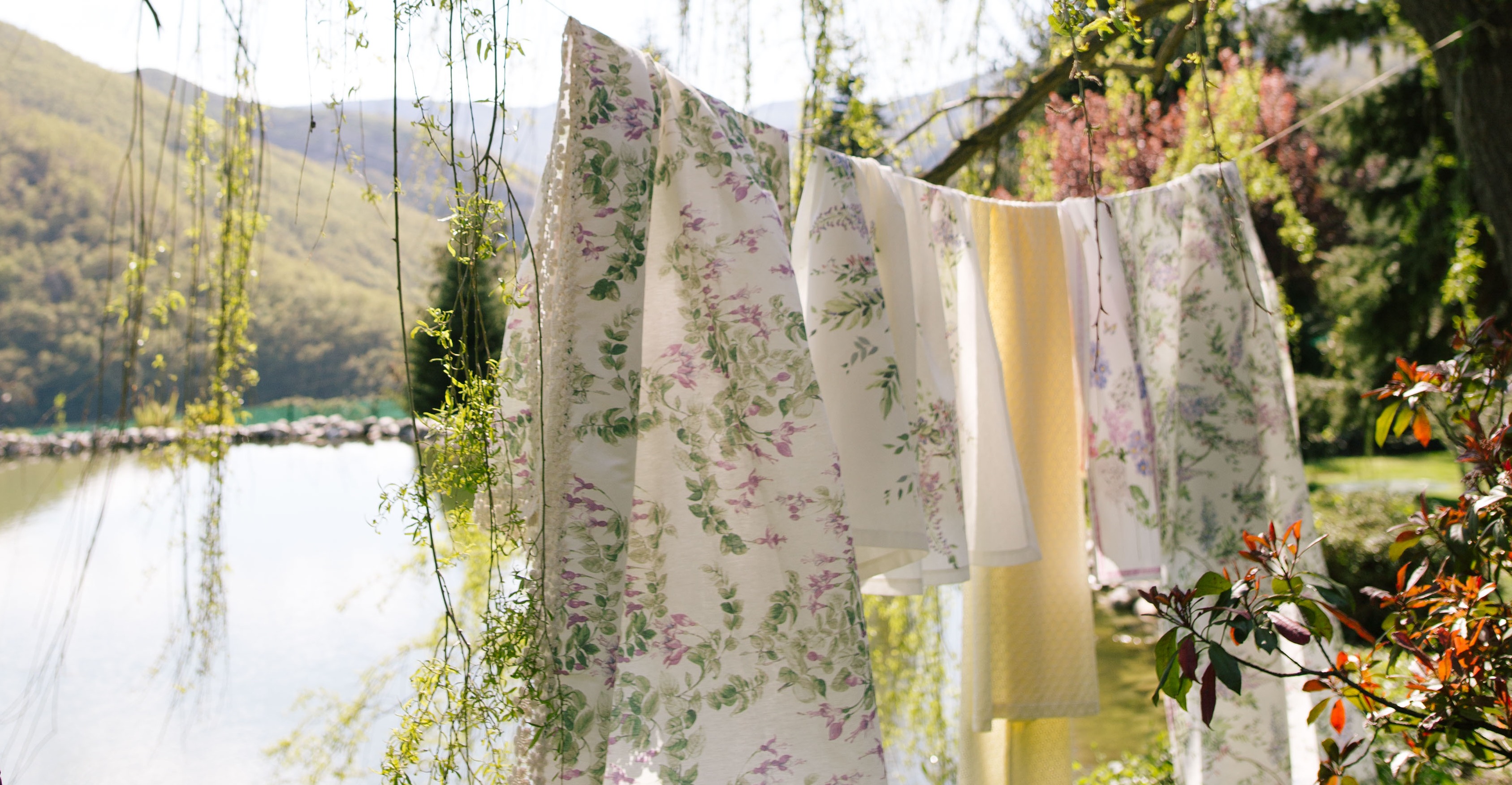 floral printed cushions on couch