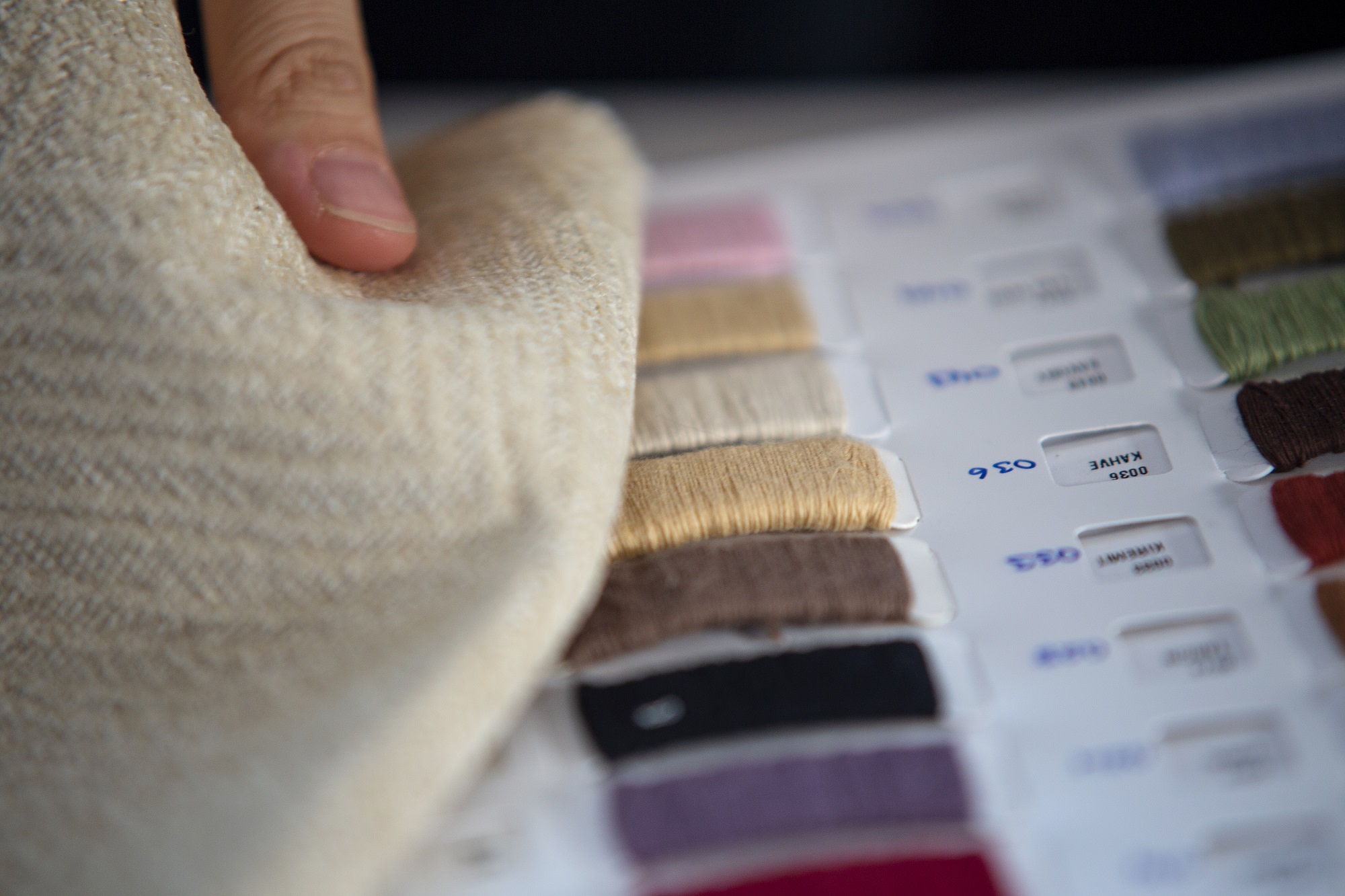 Sample of fabric and fabric color chart