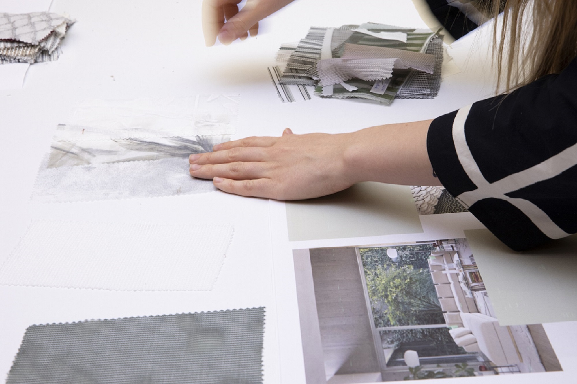 Woman designing material