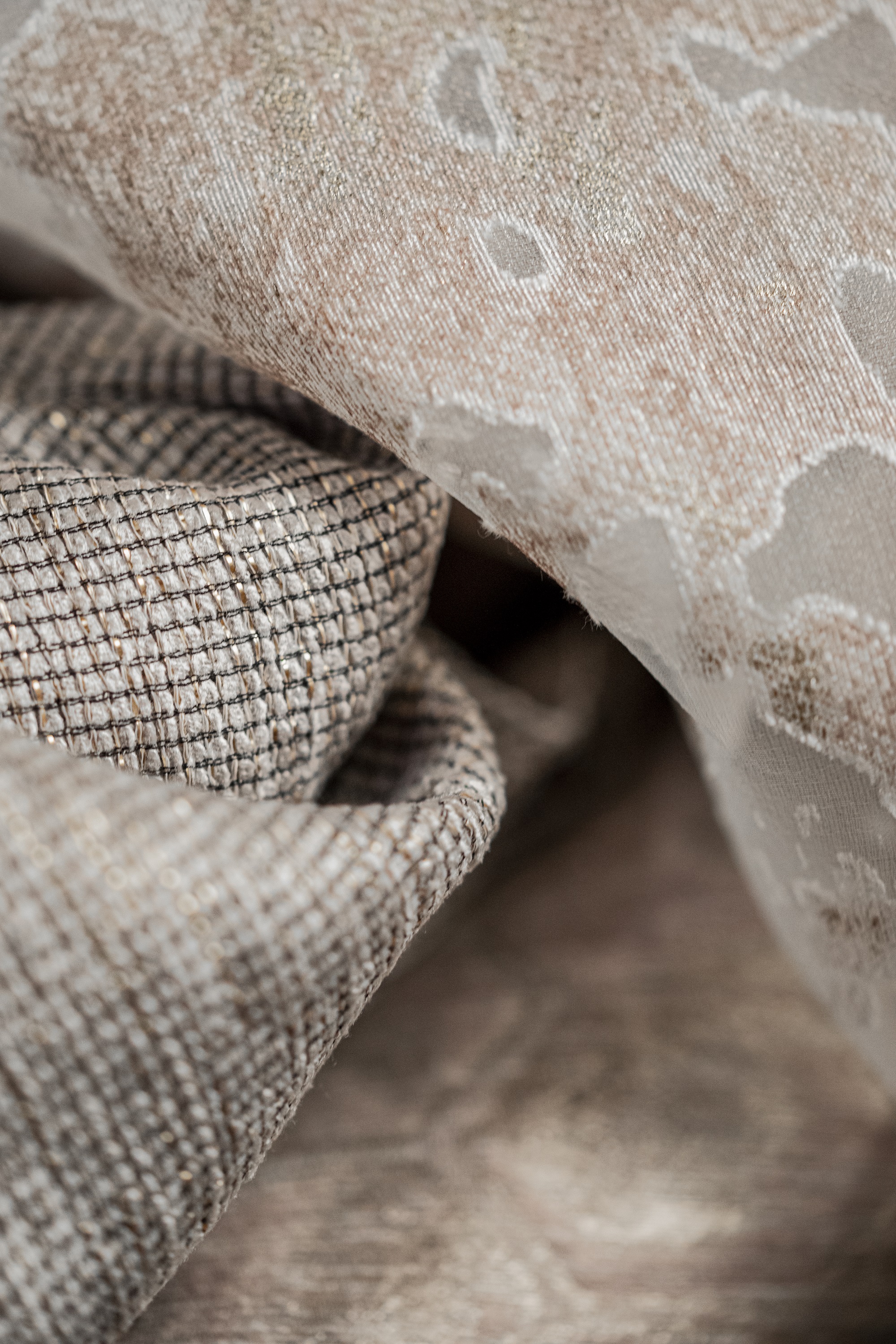 layered soft cream fabrics