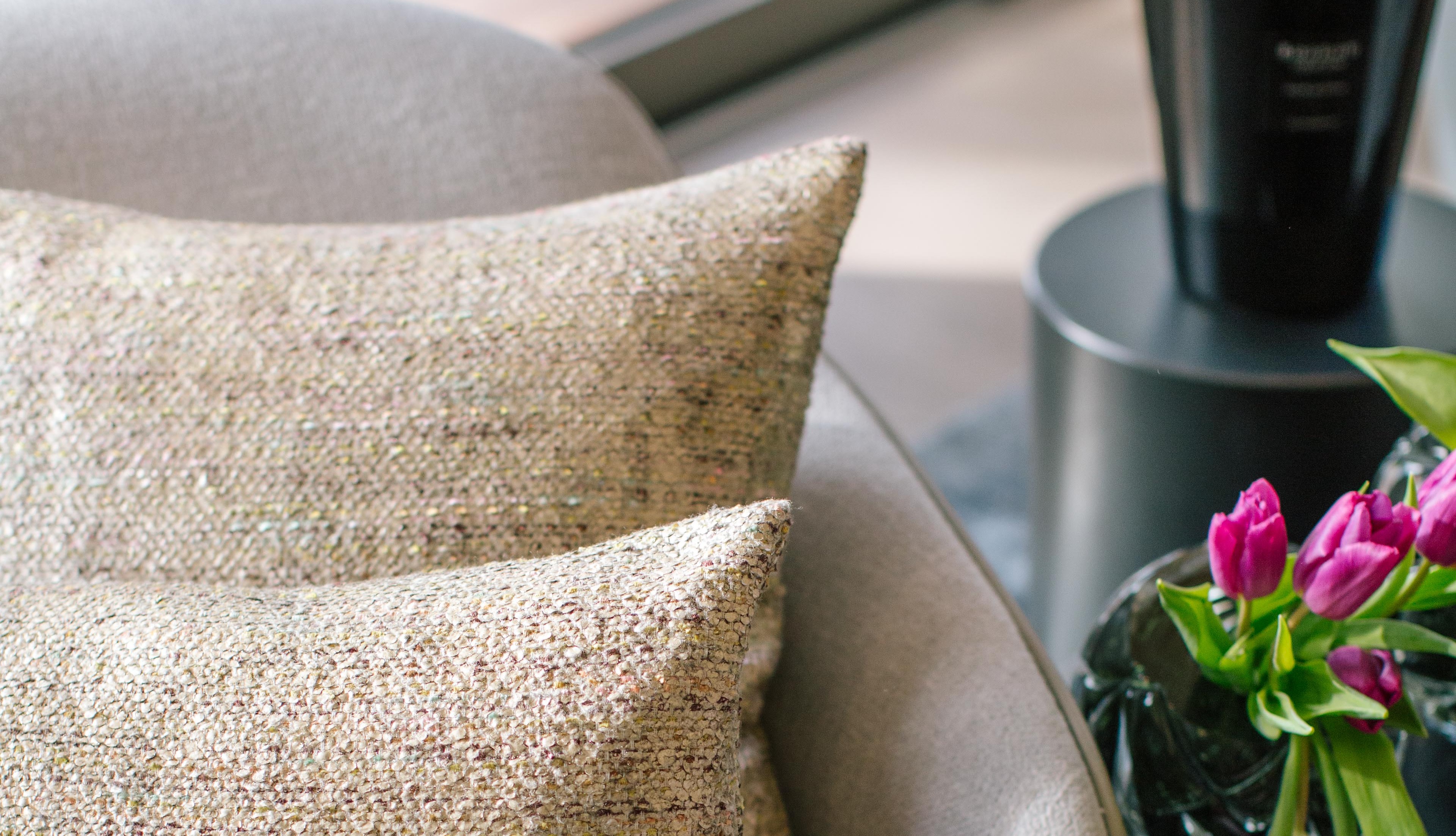 festive cushions on couch