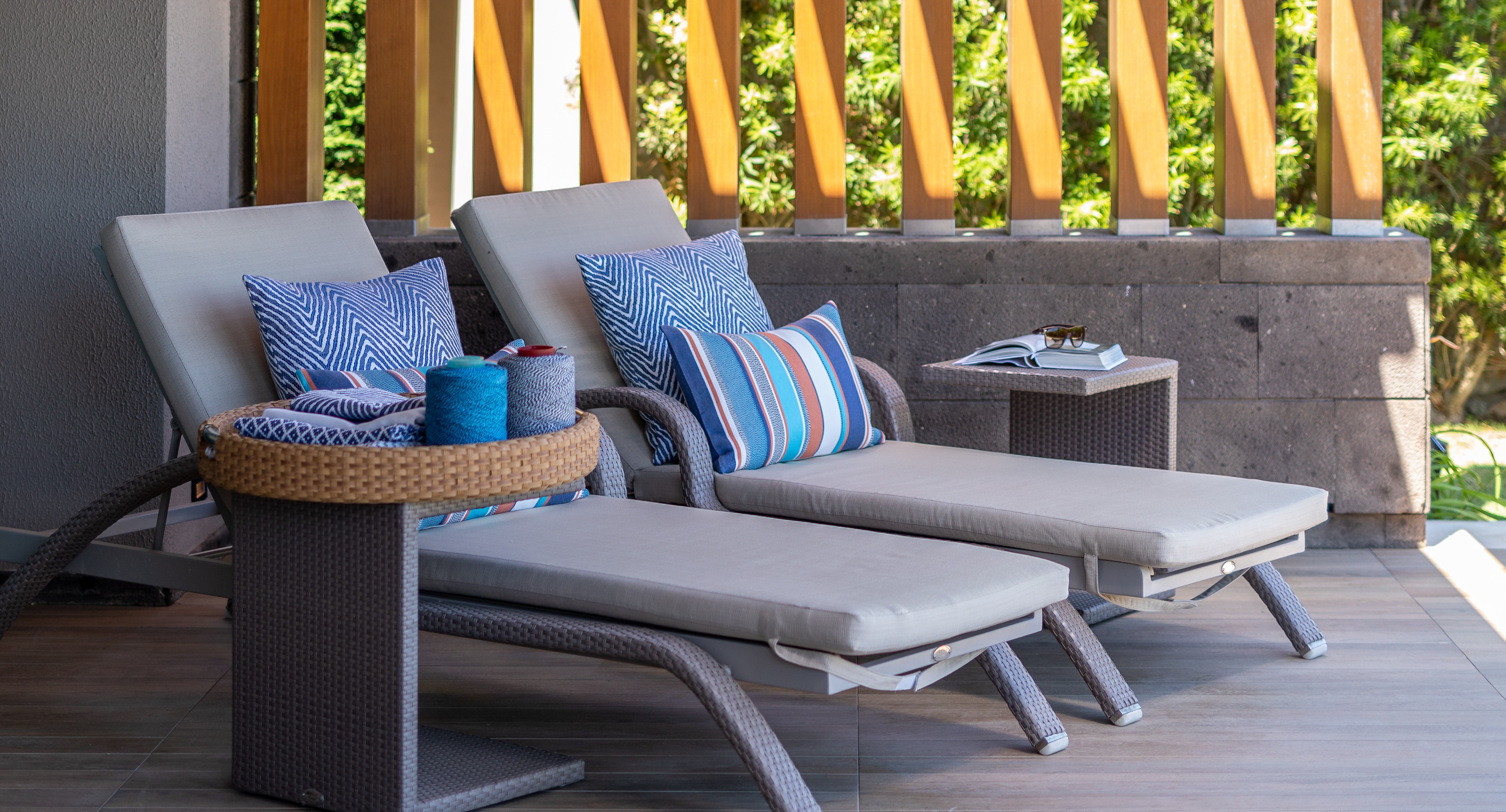 cushions outside by sea