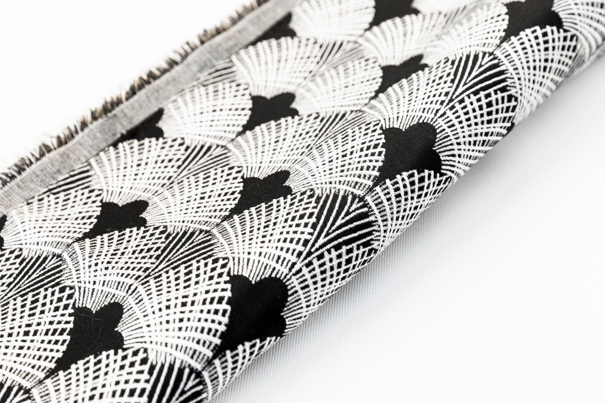 black and white patterned trevira fabric