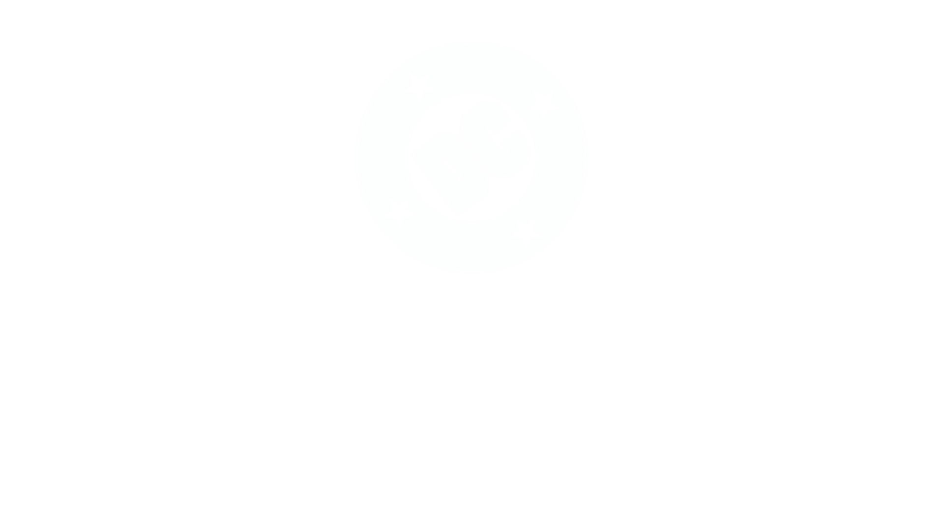 White logo with the text "Super Heroes and Super-Villains" in bold letters, featuring a DC emblem with stars above the text.