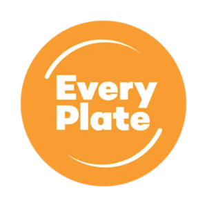 EveryPlate logo: White text reading "Every Plate" centered within an orange circle, with two curved lines above and below the text.