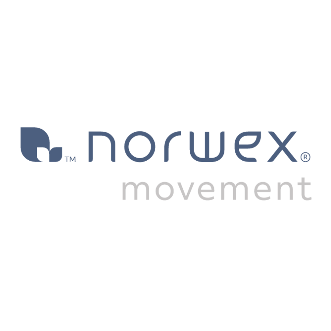 Norwex logo with a blue leaf icon and the words "norwex" and "live cleaner, safer, better." on a light background.