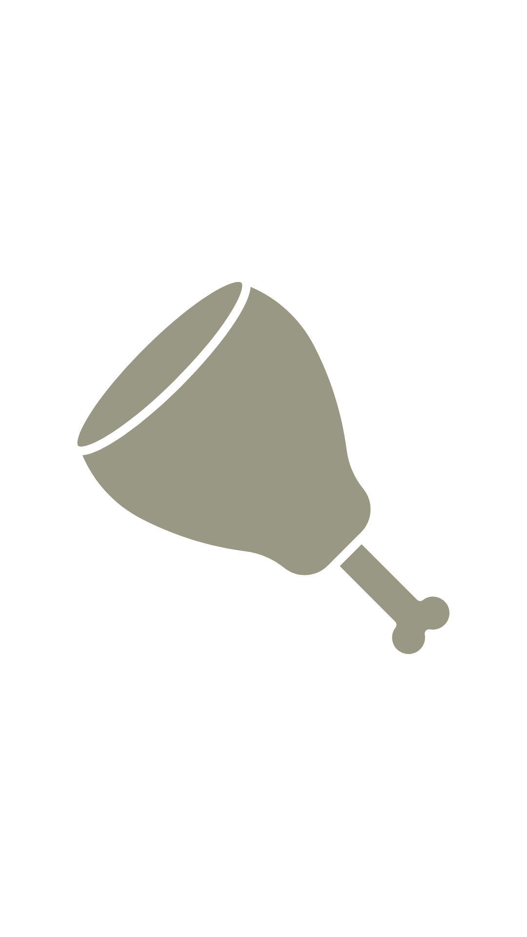Simple illustration of a meat leg or ham with a bone inside, depicted in grey on a plain background.