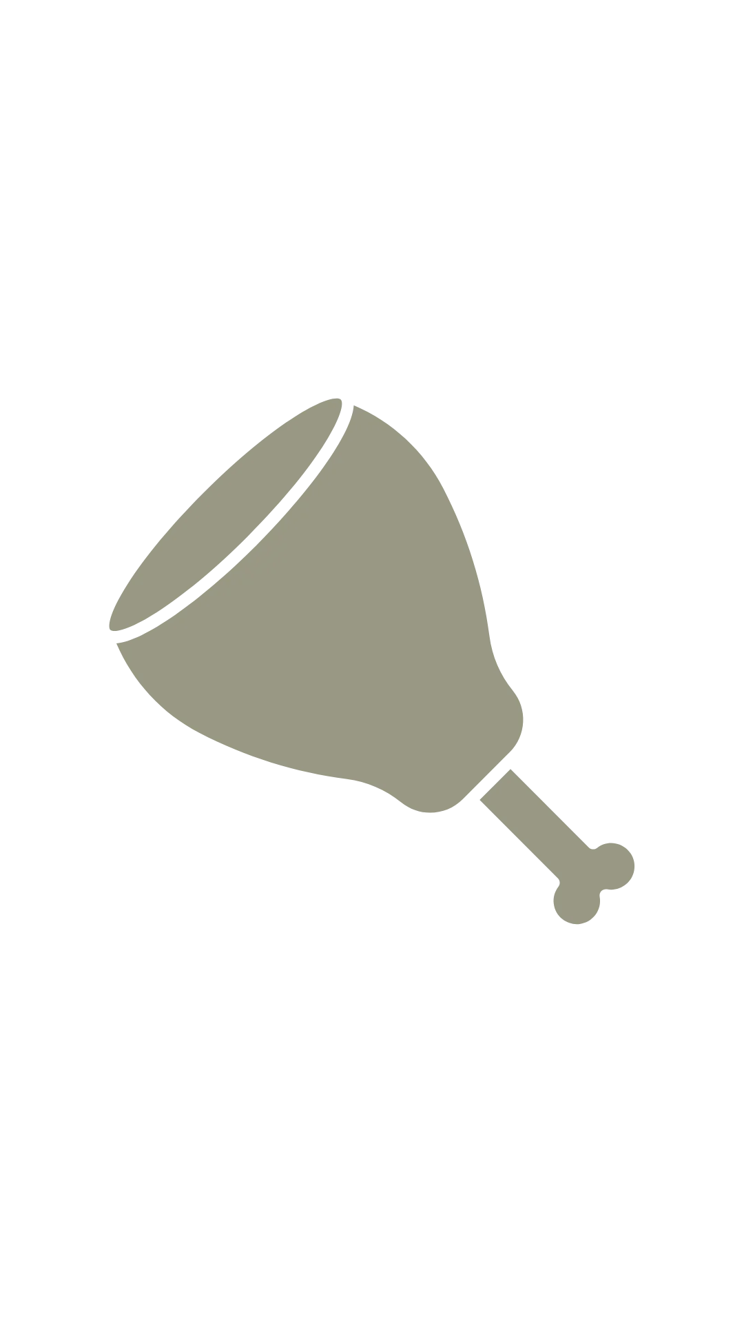 Simple illustration of a meat leg or ham with a bone inside, depicted in grey on a plain background.