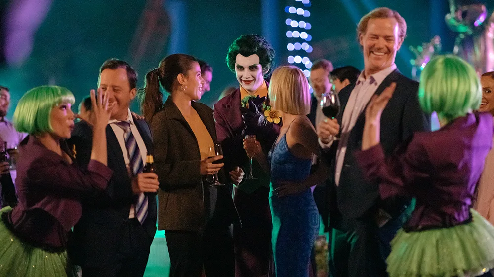 The Joker engaging with guests at a corporate event at Warner Bros. Movie World, adding a touch of excitement and entertainment to the occasion