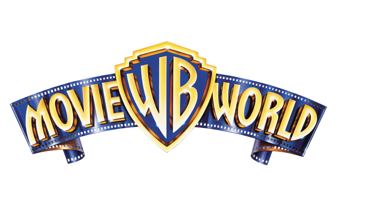 Logo of Movie WB World featuring the WB shield centered within a film strip.
