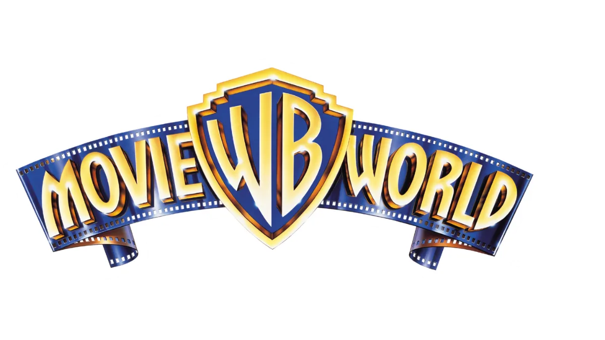 Logo of Movie WB World featuring the WB shield centered within a film strip.