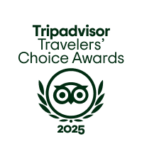 Tripadvisor Travelers’ Choice Awards 2025 logo with an owl icon in a laurel wreath 