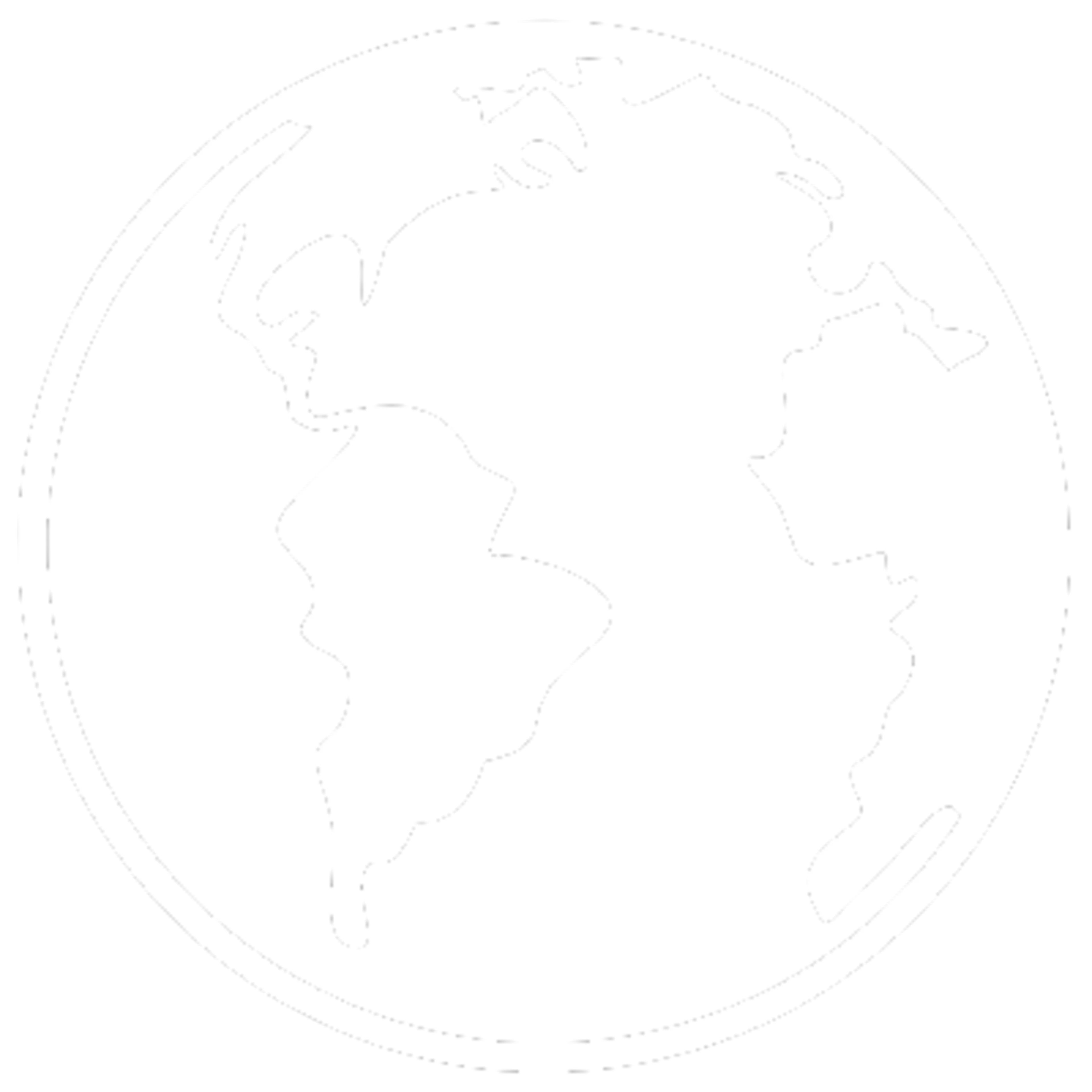 Black and white graphic of a globe showing parts of North America, South America, and Africa.