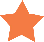 A simple, solid orange five-pointed star on a white background.