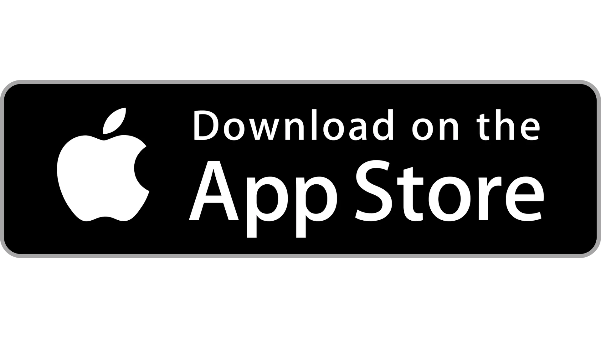 Black rectangle button to download on the app store. Apple Logo